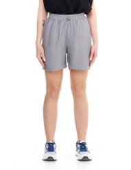 Błyszczące, satynowe spodenki damskie. Szare szorty sportowe damskie LEONE 1947 APPAREL, l, bez wzorów, z bawełny, sportowe, na fitness i siłownię. Za 84.16 zł.