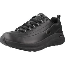 Buty do chodzenia damskie Skechers Arch Fit. Czarne obuwie sportowe damskie Skechers, bez wzorów, ze skóry, trekkingowe. Za 429.99 zł.