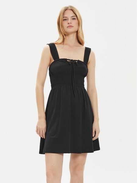 Brave Soul Sukienka letnia LDRJ-627WINONA Czarny Straight Fit. Czarne sukienki damskie Brave Soul, na lato, l, bez wzorów, z bawełny, bez kołnierzyka, bez ramiączek. Za 89.99 zł.