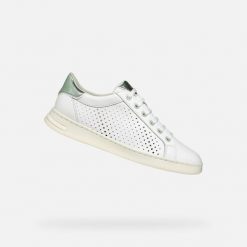 Trenerzy damscy Geox Jaysen B. Białe obuwie sportowe damskie Geox, bez wzorów, tenisowe. W wyprzedaży za 398.05 zł.