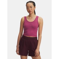 Koszulka Under Armour Vanish Seamless Tank. Czerwone koszulki sportowe damskie Under Armour, bez wzorów, bez kołnierzyka, bez ramiączek. Za 169.99 zł.