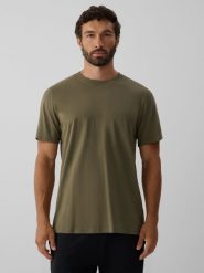 4F T-shirt regular z antybakteryjnym wykończeniem Polygiene męski - khaki XL. Brązowe t-shirty męskie 4f, l, bez wzorów, z dzianiny, klasyczne, bez kołnierzyka. Za 69.99 zł.