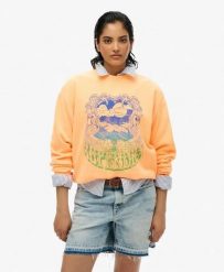 Superdry Psych Surf Loose Crew bluza z organicznej bawełny. Brązowe bluzy damskie Superdry., bez wzorów, z bawełny, bez kaptura. Za 279.65 zł.