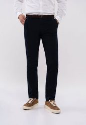 Spodnie chino R-DAVE. Niebieskie eleganckie spodnie męskie Volcano, m, bez wzorów, z bawełny. Za 179.99 zł.
