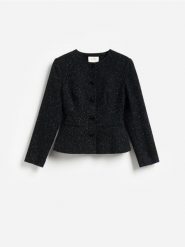 Marynarka z wełną - szary. Szare żakiety damskie Reserved, l, bez wzorów, z tkaniny. Za 299.99 zł.