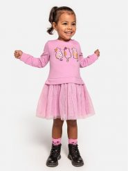 Coccodrillo Sukienka dzianinowa WC4129102CEN Różowy Regular Fit. Czerwone sukienki dla dziewczynek COCCODRILLO, bez wzorów, z bawełny, bez ramiączek. Za 49.90 zł.