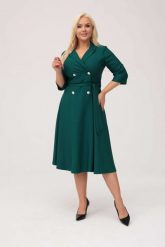 Elegancka żakietowa sukienka Marietta w kolorze butelkowej zieleni XXL OVERSIZE JESIEŃ. Zielone sukienki damskie Moda Size Plus Iwanek, do pracy, na jesień, l, bez wzorów, z elastanu, biznesowe, bez kołnierzyka, bez ramiączek, mini, oversize. Za 325.00 zł.