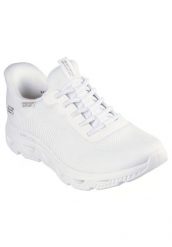Buty SKECHERS SLIP-INS BOBS ARC WAVES Biały. Białe obuwie sportowe damskie Skechers, bez wzorów, z materiału, do biegania. Za 318.99 zł.