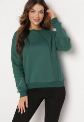 Zielona Bluza z Ozdobnym Łańcuszkiem Letonia. Zielone bluzy damskie Born2be, z aplikacjami, z bawełny, bez kaptura. Za 89.99 zł.