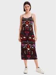 Desigual Sukienka codzienna Marca 22WWVK23 Kolorowy Slim Fit. Sukienki damskie Desigual, na co dzień, xl, bez wzorów, z syntetyku, bez kołnierzyka, bez ramiączek, proste. Za 549.99 zł.