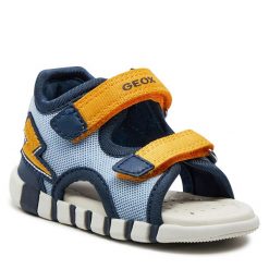 Sandały Geox. Niebieskie sandały chłopięce Geox, bez zapięcia. Za 129.99 zł.