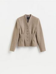 Kurtka z ozdobnymi zakładkami - jasnoszary. Szare kurtki damskie Reserved, l, bez wzorów, z tkaniny, bez kaptura. Za 259.99 zł.