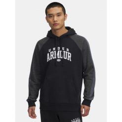 Bluza Męska Z Kapturem Under Armour Logo Colorblock Hoodie. Czarne bluzy sportowe męskie Under Armour, bez zapięcia, na fitness i siłownię. Za 249.99 zł.