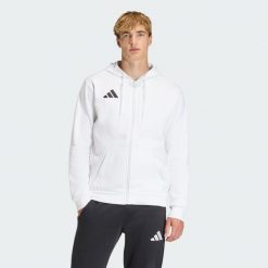 Bluza z kapturem i suwakiem na całej długości Entrada26. Białe bluzy męskie Adidas, l, z aplikacjami, z bawełny, z kapturem. Za 146.99 zł.