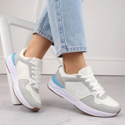 Buty sportowe damskie sznurowane białe Atletico WY23593. Białe obuwie sportowe damskie Atletico, bez wzorów, ze skóry ekologicznej, trekkingowe. Za 68.00 zł.