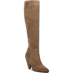 Kozaki R.POLAŃSKI - 0965 Taupe Zamsz 474. Brązowe kozaki damskie R.Polański, ze skóry, przed kolano, bez obcasa, na obcasie. W wyprzedaży za 279.00 zł.