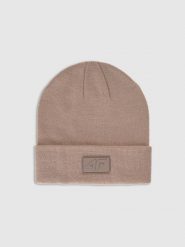 4F Czapka beanie dziecięca - beżowa Uniwersalny. Brązowe buty zimowe dziewczęce 4f, bez wzorów, z materiału, bez zapięcia. Za 29.99 zł.