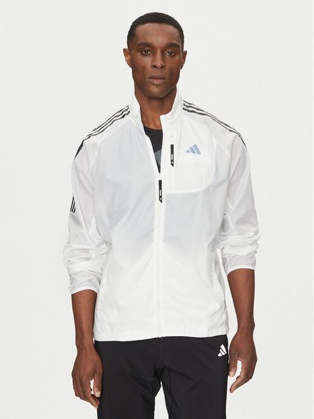 Adidas Kurtka do biegania Own the Run 3-Stripes JD7760 Biały Slim Fit. Białe kurtki męskie Adidas, m, bez wzorów, z syntetyku, sportowe, bez kaptura. Za 369.99 zł.
