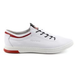 Polbut Buty męskie skórzane casual K23 białe z czerwonym. Białe półbuty na co dzień męskie ze skóry, casualowe, bez zapięcia. Za 319.69 zł.