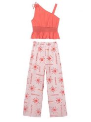 Mayoral Komplet bluzka i spodnie 6561 Różowy Regular Fit. Czerwone bluzki dla dziewczynek Mayoral, bez wzorów, z syntetyku, bez ramiączek. Za 159.99 zł.