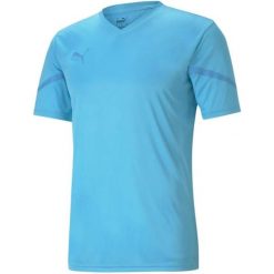 Męska koszulka Puma Teamflash Jersey Blue Atol Blue. Niebieskie koszulki sportowe męskie Puma, m, bez wzorów, z jersey, bez kołnierzyka, bez ramiączek, do piłki nożnej. Za 193.99 zł.