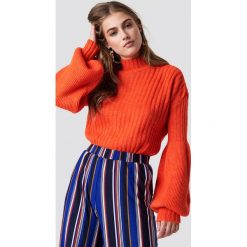 Trendyol Sweter z bufiastym rękawem - Orange. Pomarańczowe swetry damskie Trendyol, z dzianiny. Za 80.95 zł.