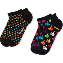 Zestaw 2 par niskich skarpet unisex HAPPY SOCKS - HAP02-9300 Czarny Kolorowy. Czarne skarpety damskie Happy Socks, bez wzorów, z bawełny. Za 54.90 zł.