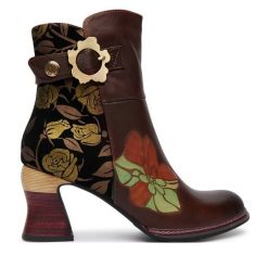 Botki Laura Vita. Brązowe botki damskie Laura Vita, bez obcasa, na słupku, bez zapięcia. Za 689.99 zł.