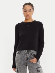 Tommy Jeans Sweter Essential DW0DW17254 Czarny Regular Fit. Czarne swetry damskie Tommy Jeans, xs, bez wzorów, z jeansu, bez kołnierzyka, bez ramiączek, bez kaptura. Za 359.99 zł.