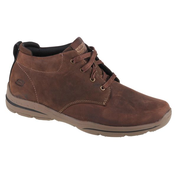 Buty do chodzenia zimowe męskie, Skechers Harper Melden. Brązowe buty sportowe męskie Skechers, bez zapięcia, trekkingowe. Za 339.99 zł.