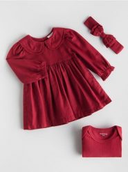 Sukienka z opaską - czerwony. Czerwone sukienki niemowlęce Reserved, bez wzorów, z bawełny, bez ramiączek. Za 79.99 zł.