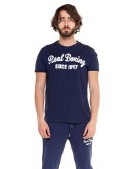 Męska koszulka z krótkim rękawem Real Boxing. Niebieskie koszulki sportowe męskie LEONE 1947 APPAREL, l, bez wzorów, z bawełny, bez kołnierzyka, bez ramiączek, na fitness i siłownię. Za 42.06 zł.
