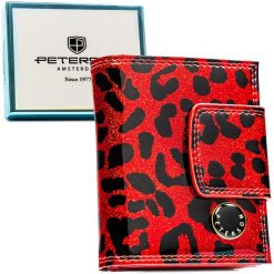 Mały portfel damski ze skóry ekologicznej i naturalnej w czerwonym kolorze - Peterson. Czerwone portfele damskie Peterson, bez wzorów, ze skóry ekologicznej. Za 124.99 zł.