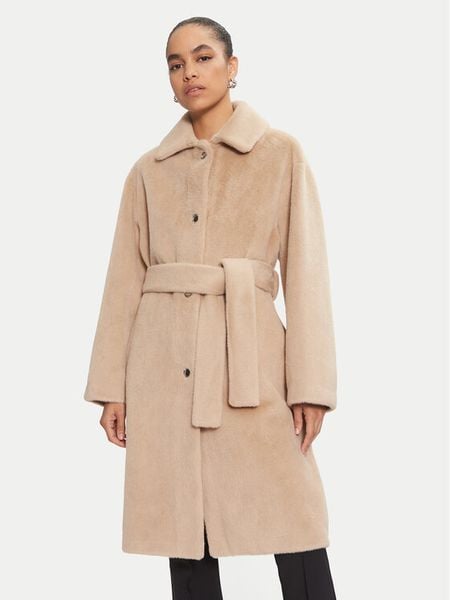 PINKO Płaszcz przejściowy 103836 A1ZN Beżowy Regular Fit. Brązowe płaszcze damskie Pinko, bez wzorów, z syntetyku, bez kaptura. Za 1,039.99 zł.