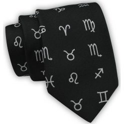 Krawat Alties (7 cm) - Znaki Zodiaku - Czarny. Czarne krawaty i muchy Alties, bez wzorów, z tkaniny, eleganckie. Za 49.00 zł.