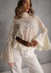 Beżowa Koronkowa Bluzka Wiskozowa z Bawełną Ozdobiona Wiązaniem Diomopis. Brązowe t-shirty i topy dla dziewczynek Renee, bez wzorów, z bawełny, bez ramiączek. Za 139.99 zł.