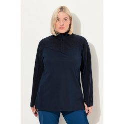 Damskie bluza strecz pluszowy polar kołnierz typu półgolf długi rękaw. Niebieskie bluzy damskie Ulla Popken, plus size, bez wzorów, z elastanu, bez kaptura. W wyprzedaży za 191.99 zł.