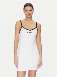 Guess Sukienka codzienna E5GK15 KCQV1 Biały Bodycon Fit. Białe sukienki damskie Guess, na co dzień, xs, z aplikacjami, z bawełny, bez kołnierzyka, bez ramiączek, bodycon. Za 109.99 zł.