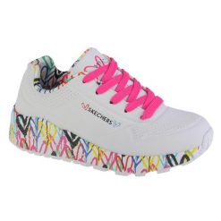 Trenerzy dziewczęcy Skechers Uno Lite Lovely Luv. Białe buty sportowe dziewczęce Skechers, bez wzorów, z gumy, bez zapięcia. Za 300.83 zł.