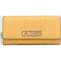 Guess Jeans - Portfel. Pomarańczowe portfele damskie Guess Jeans, z aplikacjami, z jeansu. Za 279.90 zł.