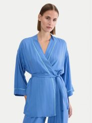 Triumph Szlafrok Amourette Jacquard 10227267 Niebieski. Niebieskie szlafroki damskie Triumph, bez wzorów, z wiskozy, bez ramiączek, bez kaptura. Za 179.99 zł.