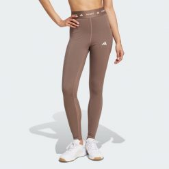 Legginsy Techfit Stash Pocket Full-Length. Brązowe legginsy damskie Adidas, xl, bez wzorów, z materiału. Za 199.00 zł.