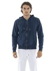Leone Denim Bluzy z kapturem zapinane na zamek dla mężczyzn. Niebieskie bluzy męskie LEONE 1947 APPAREL, m, bez wzorów, z denimu, z kapturem. Za 412.58 zł.