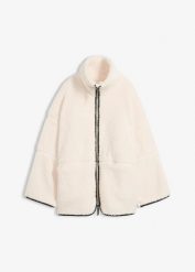 Kurtka oversize z kożuszkowego polaru. Czarne kurtki damskie bonprix, bez wzorów, z polaru, bez kaptura. Za 179.99 zł.