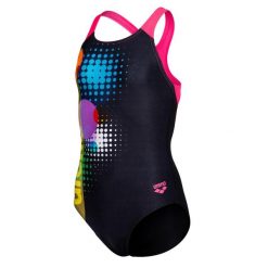 Kostium kąpielowy dziewczęcy Arena Dots Swim Pro. Czarne stroje kąpielowe dla dziewczynek Arena, bez wzorów. Za 149.00 zł.