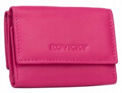 Portfel damski Rovicky R-20-LFN różowy. Czerwone portfele damskie ROVICKY, bez wzorów, ze skóry. Za 45.00 zł.