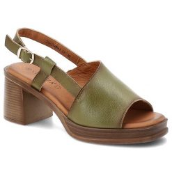 Sandały damskie Vinceza, cholewka ze skóry naturalnej na stabilnym klocku, zielone, 39994. Zielone klapki damskie VINCEZA, bez wzorów, ze skóry, bez obcasa, na obcasie, bez zapięcia. Za 159.00 zł.