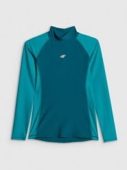 4F Top do pływania z nadrukiem damski - turkusowy XS. Niebieskie koszulki sportowe damskie 4f, s, bez wzorów, z materiału, bez kołnierzyka, bez ramiączek, do pływania. Za 149.99 zł.