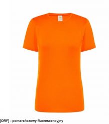 JHK Damski sportowy - dopasowany do sylwetki, dekoracyjne przeszycia przd, tył, rękawy, 100% poliester, 130g, pomarańczowy fluorescencyjny L. Brązowe koszulki sportowe damskie JHK, l, bez wzorów, z poliesteru, bez kołnierzyka, bez ramiączek. Za 12.42 zł.