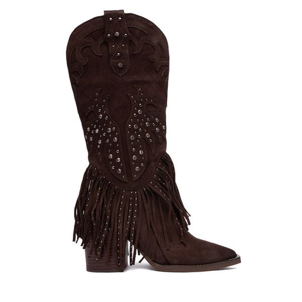 Kowbojki Alma En Pena. Brązowe kozaki damskie Alma en Pena, bez obcasa, na słupku. Za 919.99 zł.